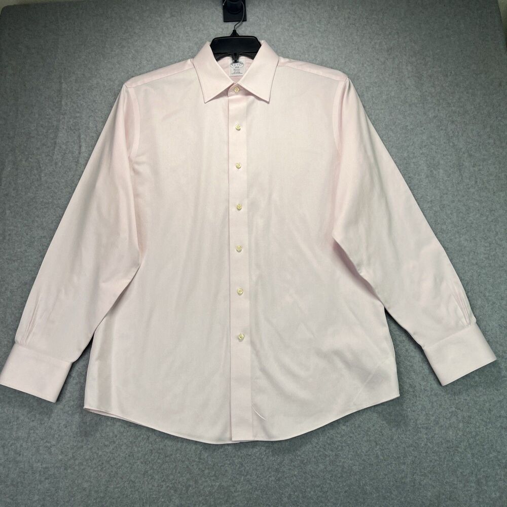 Brooks Brothers Button Down Shirt 16 34/35 Pink Regent Fit Non Iron 100% Cotton